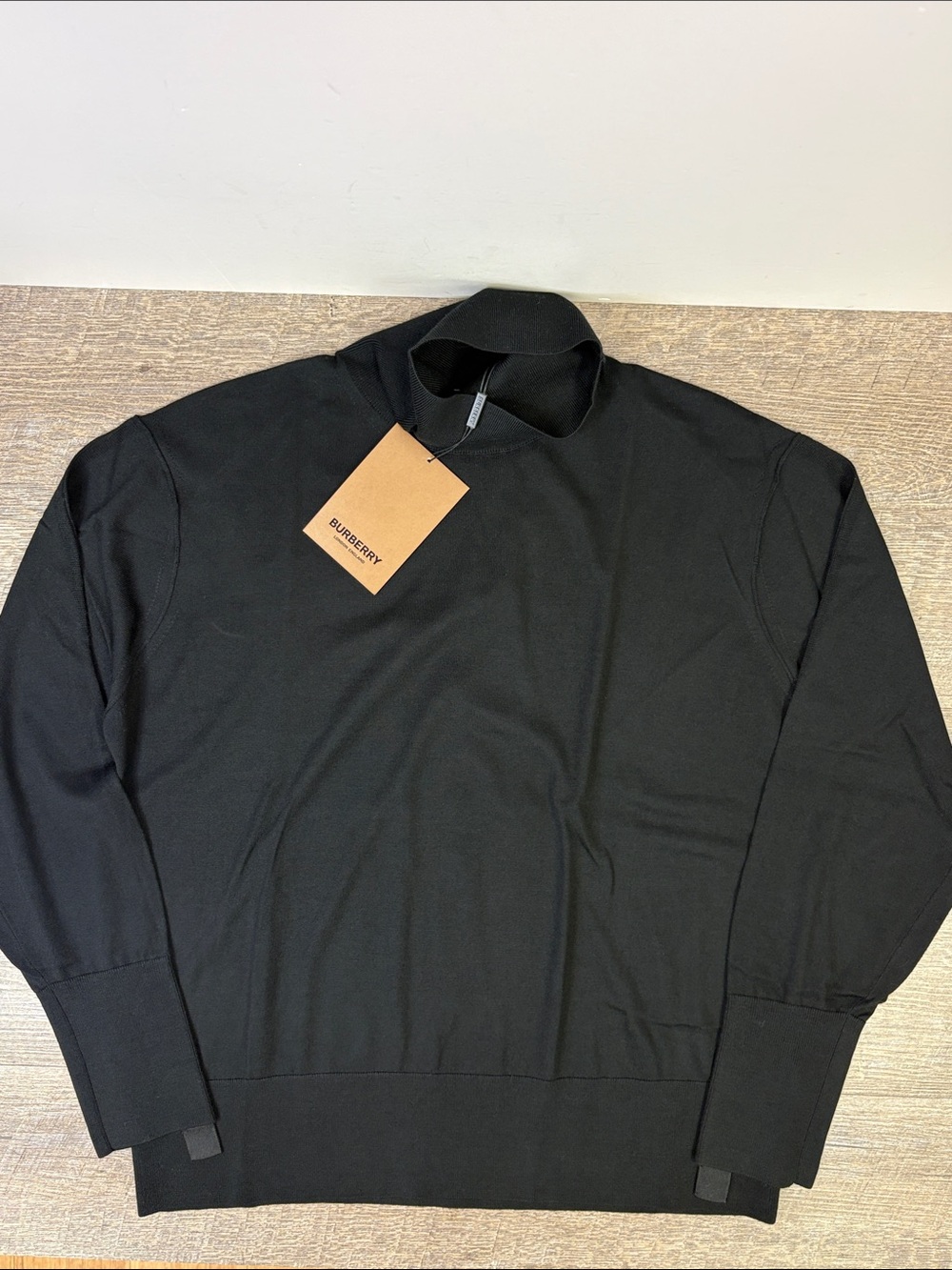 Burberry Black Merino Wool Silk Turtleneck Sweater XXL NWT $490